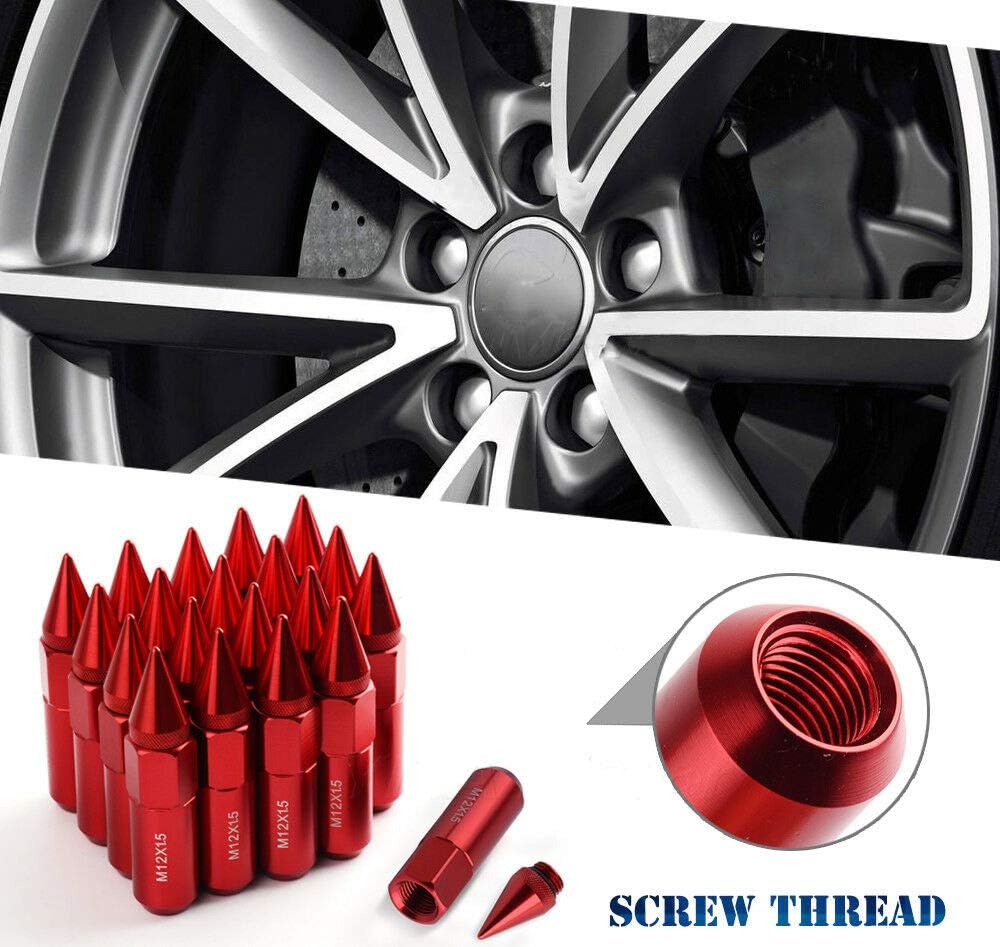 SHENGYAWAUTO 20 X Aluminum 12X1.5 Extended Spike Lug Nuts for Mazda Honda,Black: Industrial & Scientific
