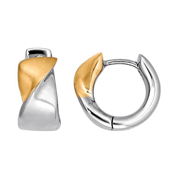 Heideman Ohrringe Damen unda bicolor aus Edelstahl gold farbend matt Ohrstecker für Frauen Kreole Creolen mit Clip Mechanik o