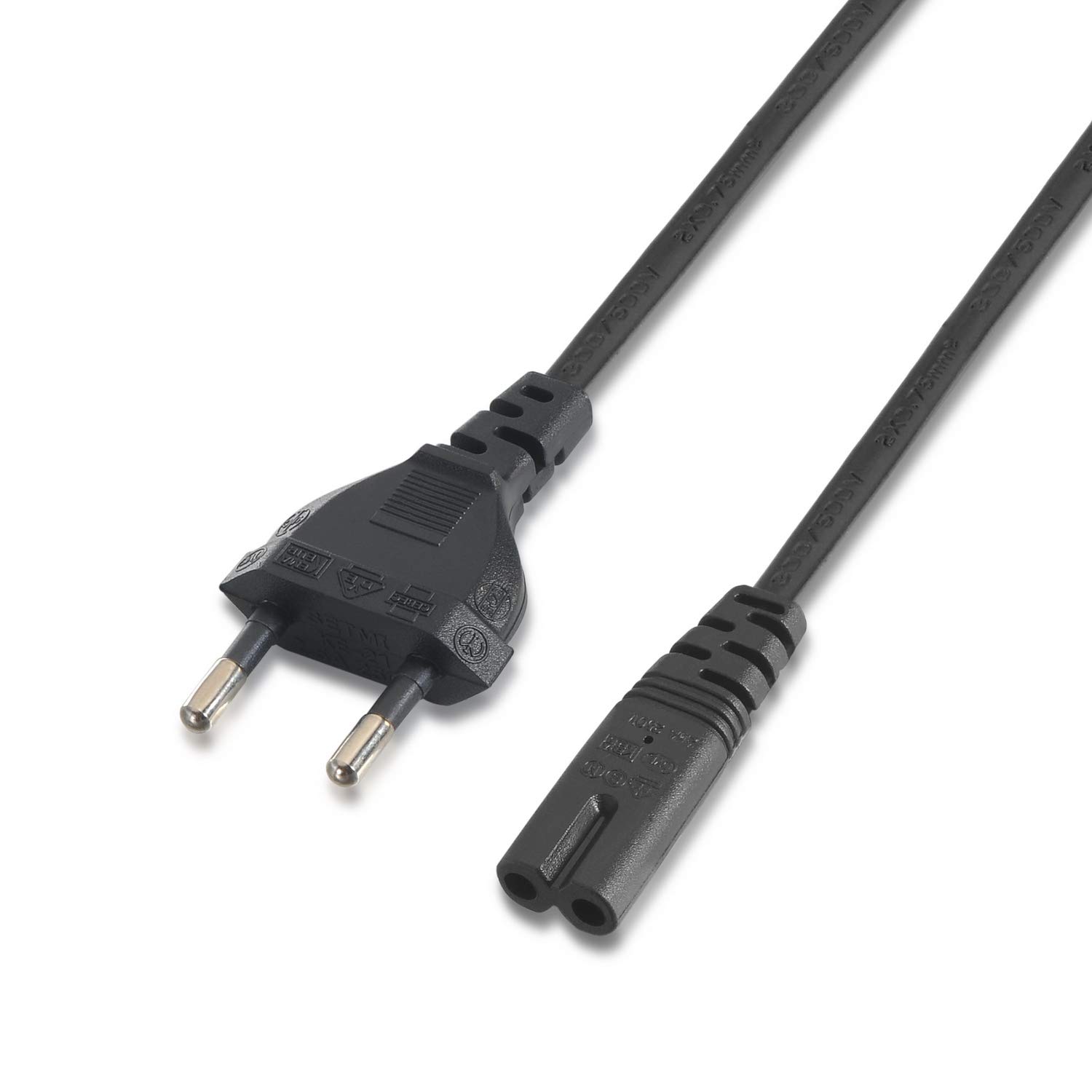 AISENS A132 0173 – CABLE POWER Form 8 (CEE7/16/m-c7/H, 1.5 m, copper, AWG18) Black