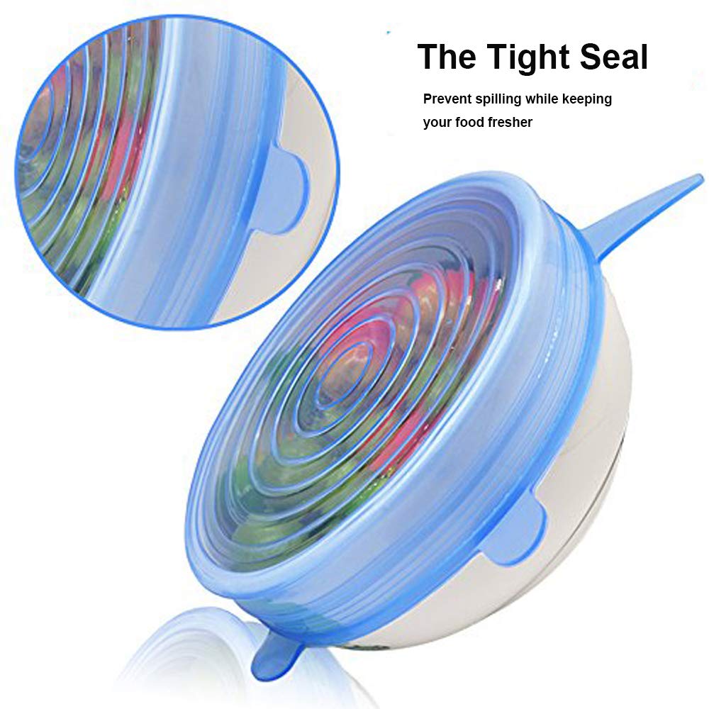 Walfos Silicone Stretch Lids Covers (Multi Size 6 pack) Reusable