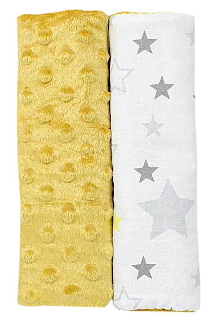 TupTam Children's Seat Belt Cover Neck Pad - Pack of 2, Yellow/Stars Yellow White
