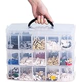 Sooyee 3-Layer Things & Crafts Storage Box with 30 Adjustable Compartments for Organizing Washi Tape, Embroidery Accessories,