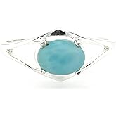 Sterling Silver Larimar Engagement Ring Size 6-9, Natural Dominican Stone by Natural Rocks by Kala