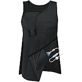 Mastectomy Recovery Tank Top with Drain Pockets Unisex Post Shoulder Surgery Shirts Full Snap Rotator Cuff Recovery Clothing