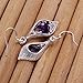 Elegant Fashion Jewelry 925 Silver Plated Stud Dangle Earings Eardrop Shell With Purple Zircon