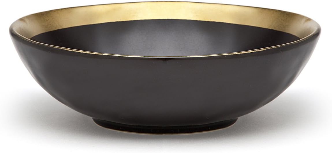 Godinger Silver Art 7" Golden Onyx Porcelain Gold And Black Bowl Dinnerware Dining