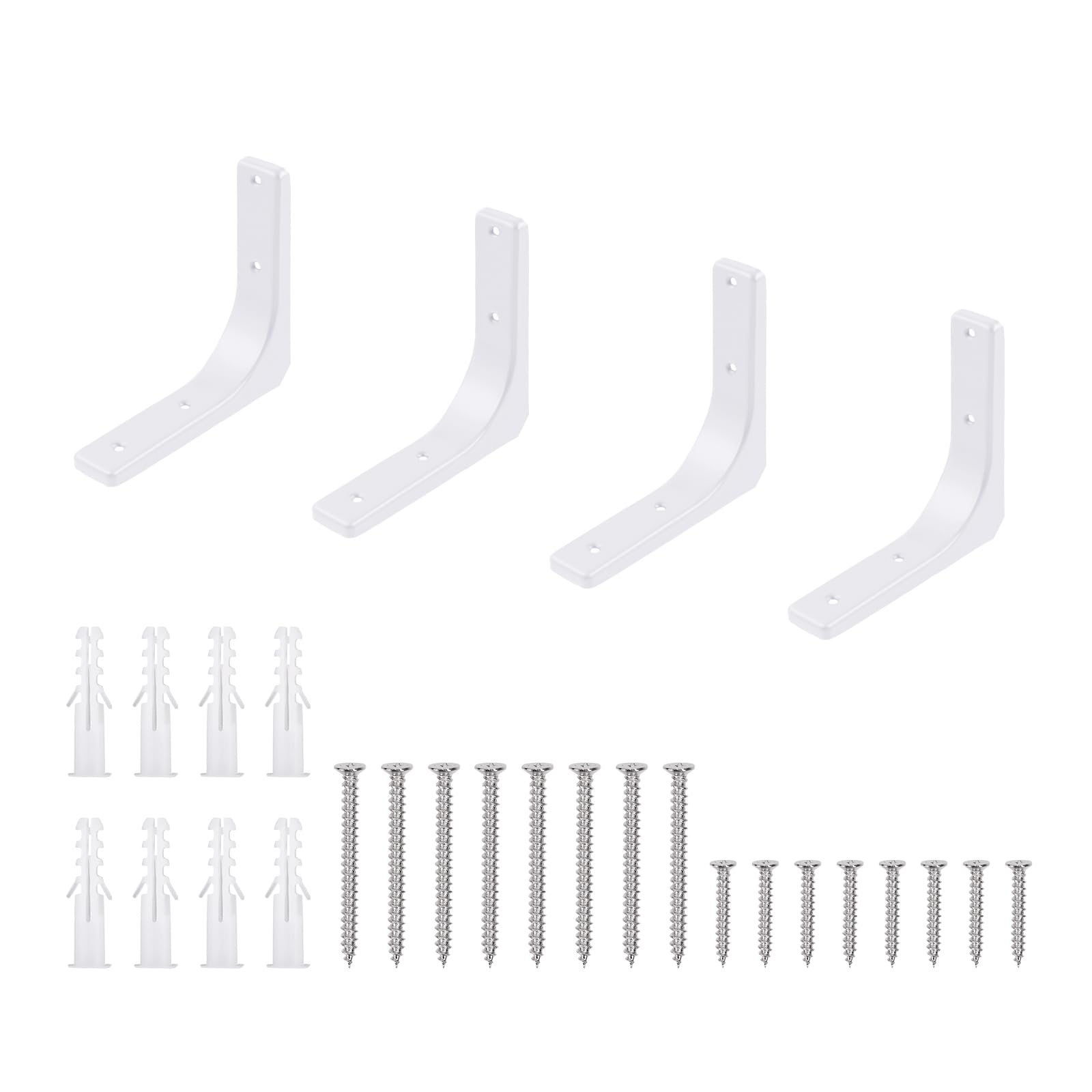 Tanstic 4 Pack 4 x 4 Inch L Shape Shelf Brackets, Heavy Duty Decorative Shelf Brackets Wall Floating Shelf Bracket, L Corner Brace Angle Brackets Shelf Support with Screws for DIY Shelving(White) — image 1