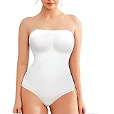 Miguofan Strapless Shapewear Bodysuit for Women Tummy Control, Seamless Tube Top Bodysuit Body Shaper Off Shoulder Leotard