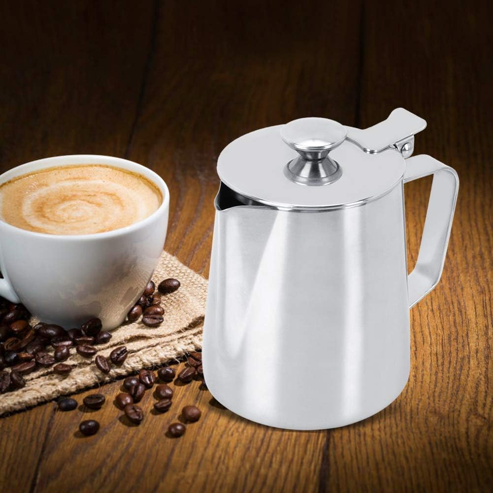 Stainless Steel Milk Jug, 350ml Milk Jug for Coffee Machine