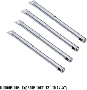 4er Pack Edelstahl-Brennerrohre DA111 – Verstellbar 12,7–21,6 Cm, Für Charbroil & Kenmore Grills