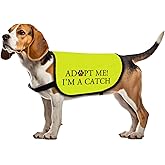 Dog Adoption Jacket Vest Adopt Me I Am A Catch Dog Harness Rescue Pitbull Slogan Vest (I'm A Catch-Large)
