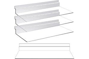 Kathfly 4 Pack 4 x 10 Inch Slatwall Shelves Hanging Accessories Clear Slatwall Shelf Plastic Shelves for Wall, Home Shoe Stores Boutiques Supplies (Clear)