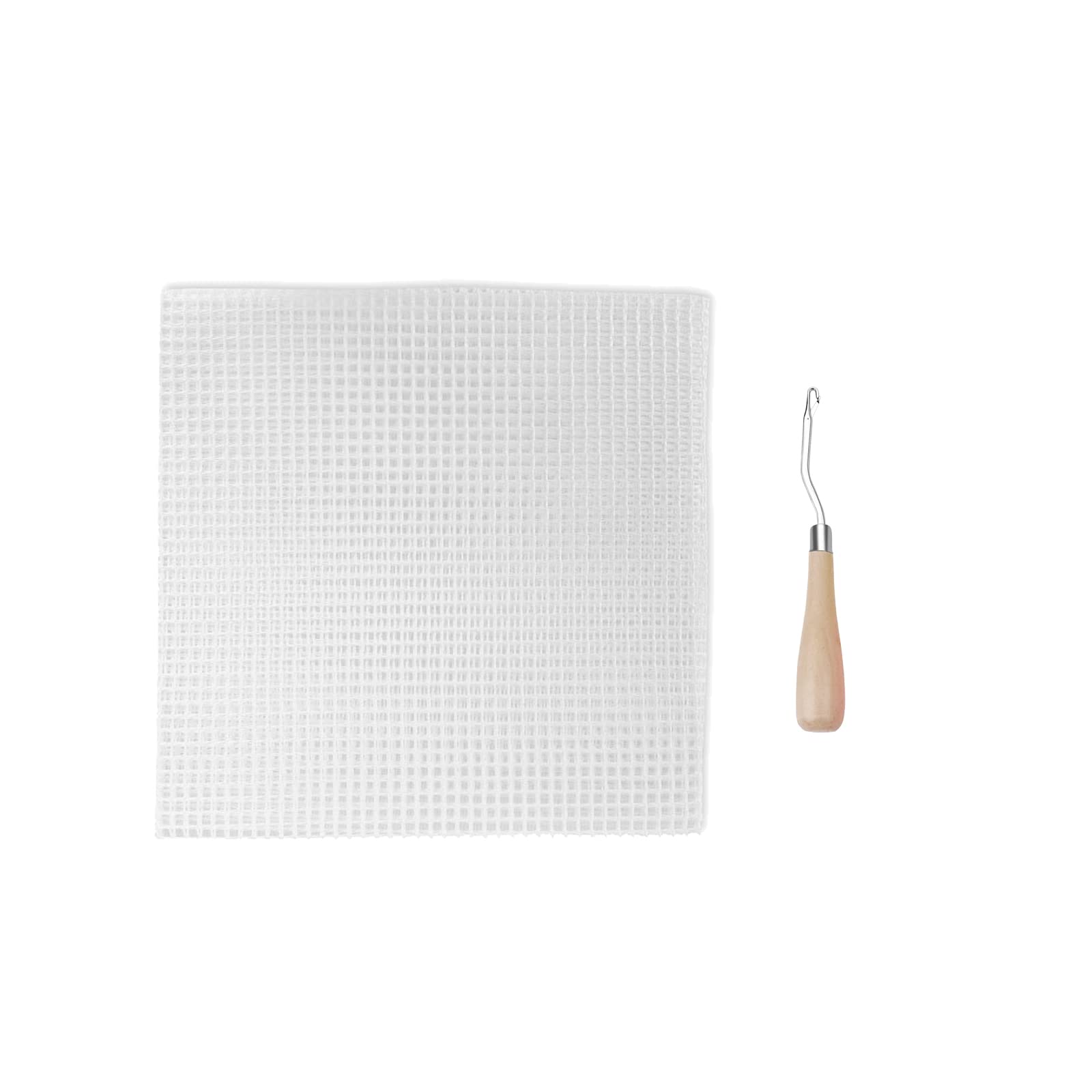 Blank Rug Hooking Mesh Canvas DIY Rug Canvas Carpet Making Fabric Canvas with Crochet Needles for Embroidery Crafts