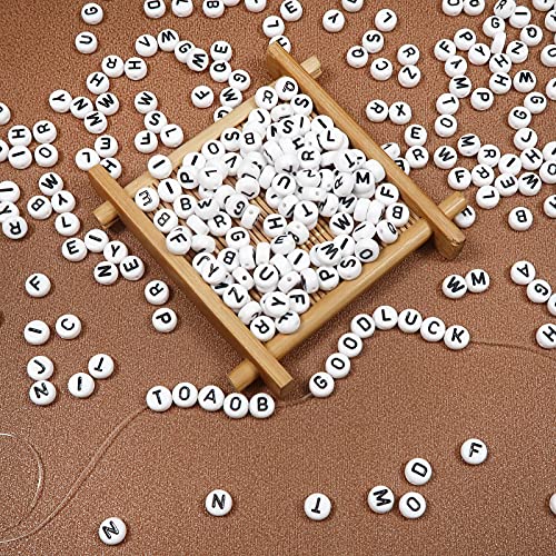TOAOB 1000pcs White Round Letter Beads for Jewelry Making Acrylic