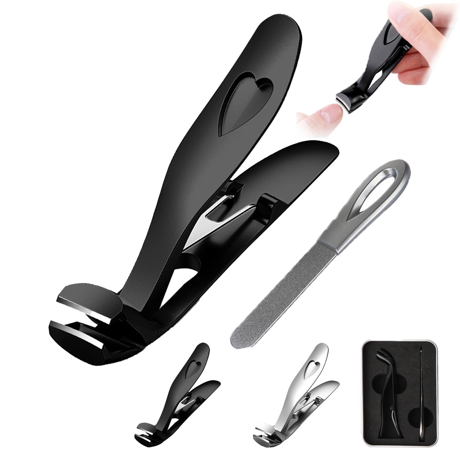 Kirposh Libiyi Clipmaster Pro Nail Clippers, 2024 New Upgraded Ergonomic Angled Head Senior Toenail Clipper, Nail Clipper(Black Set)