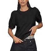 Wyeysyt Women Puff Sleeve Tops Sweatshirt T Shirts Crewneck Short Sleeve Spring Summer Shirt