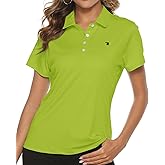 TBMPOY Women's Golf Polo Short Sleeve Shirts Lightweight Moisture Wicking Collared T Shirt Quick Dry 4-Button
