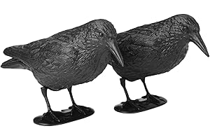 VicBre 2PCS Black Crow Decoys with Feet and Pole Full Body Hunting Halloween Garden Decoration