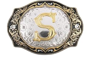 HUABOLA CALYN Western Belt Buckle Initial Letters ABCDMRJ to Z Cowboy Rodeo Small Gold Belt Buckles for Men Women