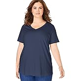 Woman Within Plus Size Perfect Short-Sleeve V-Neck Tee (Petite Available)