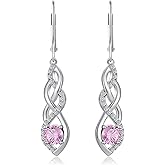 JiaYangJY Infinity Dangle Drop Earrings for Women 925 Sterling Silver Leverback Earrings with Created Gemstone Twisted Jewelry for Women Mom Her Wife