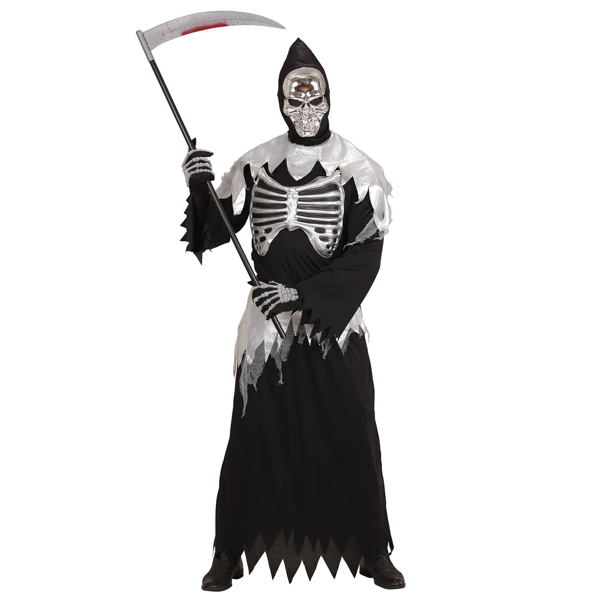 Widmann Adult Skeleton Costume, Robe, Mask, Front Basket and Sash