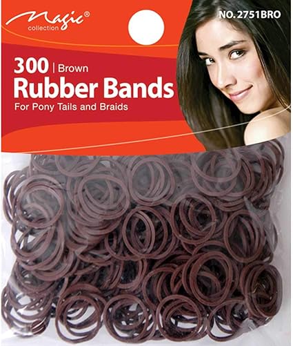 Magic Collection Elastic Rubber Bands Brown For Pony Tails And