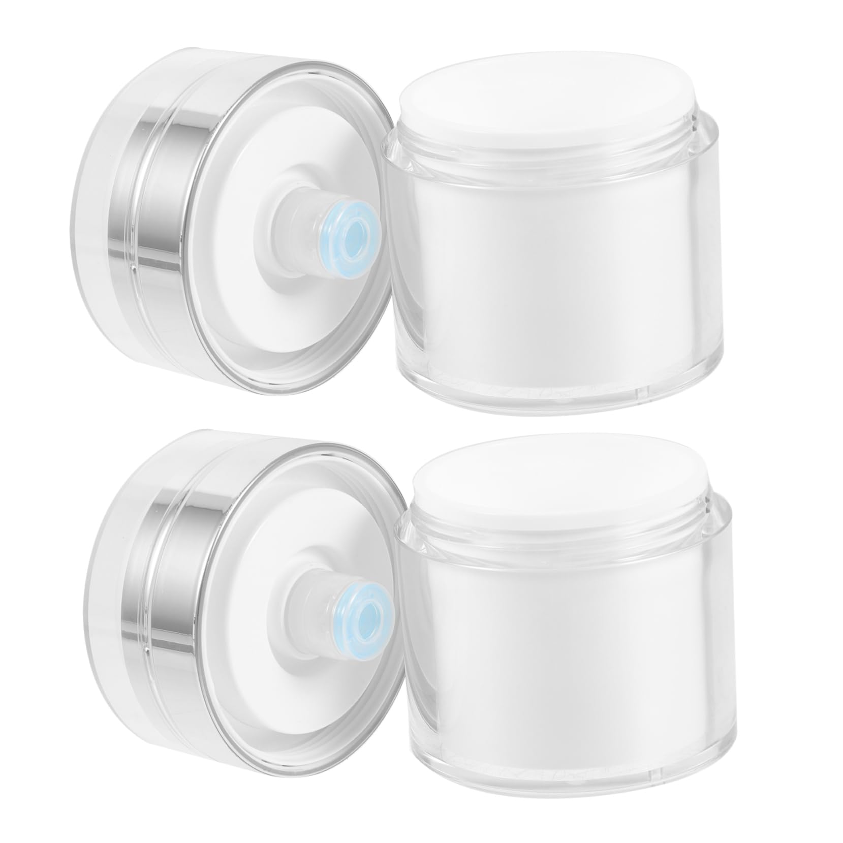 Lurrose Lotion Sample Container Pot 2pcs Airless Pump Bottles Empty Makeup Press Jars Containers Refillable Lotion Jar Travel Cosmetic Sub Bottle for Skincare Eye Cream 50ML Airless Pump Bottle
