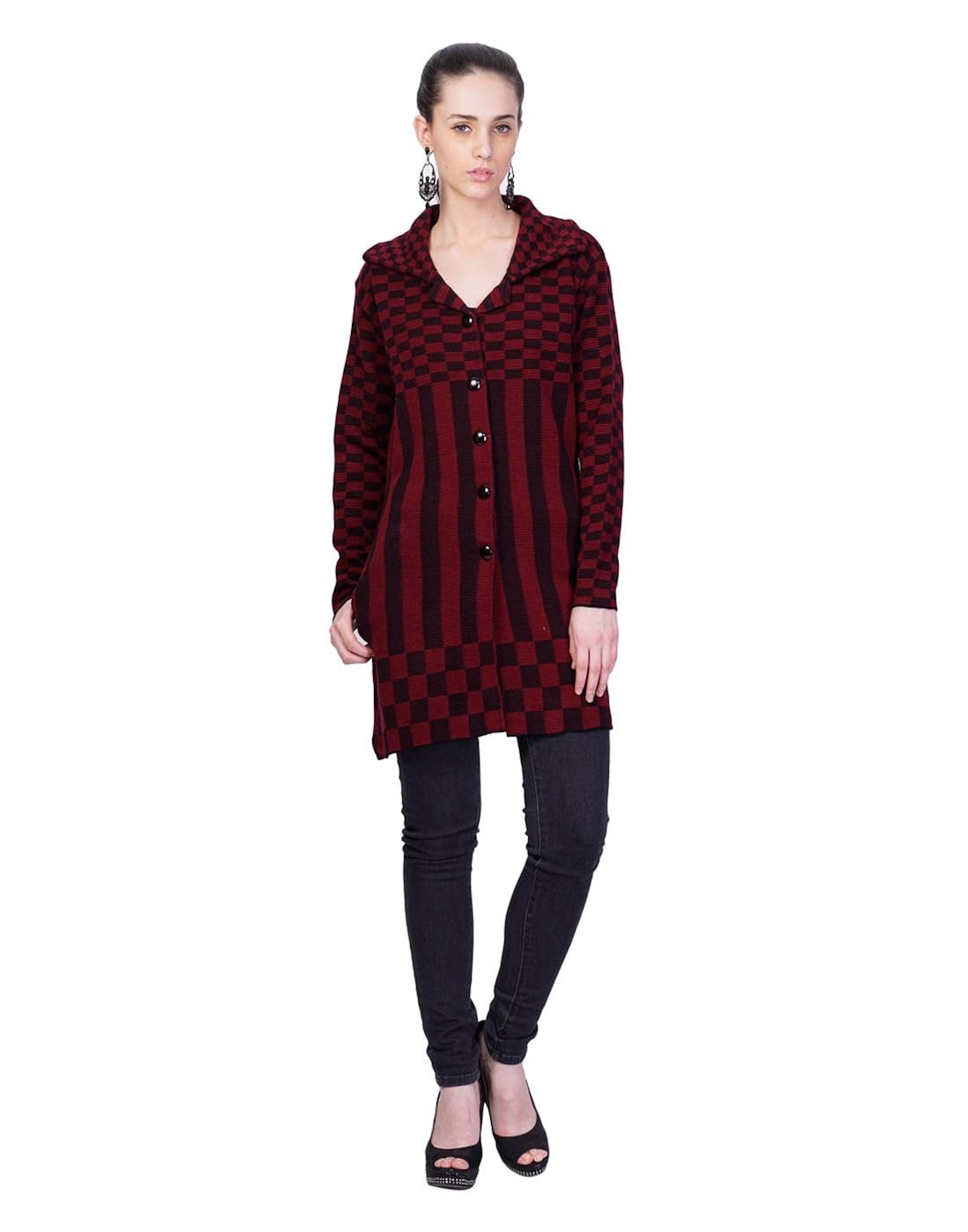 montrex maroon long coat for women