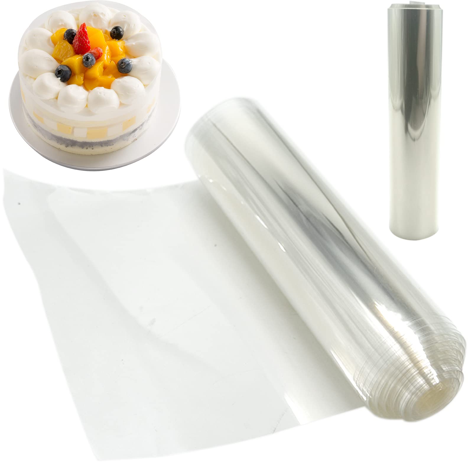 Cake Collar Thickened 12/14/16cmx10m Cake Roll Plastic Transparent Acetate Sheets Strips for Baking to Decorate Chocolate Mousse Clear Acetate Cake Collars Transparent Acetate Roll （16cm）