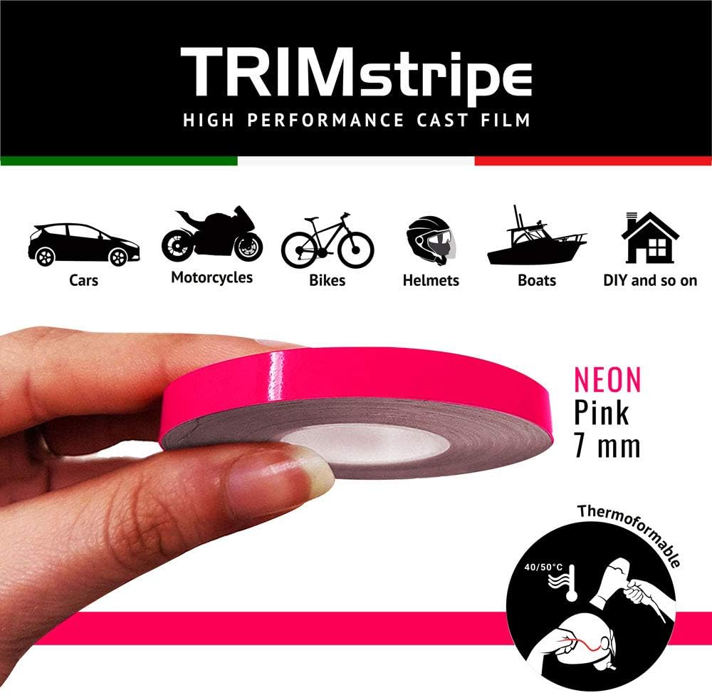 4R Quattroerre.it 10490 Trim Stripes Adhesive Strips for Cars Neon Fuchsia, 7 mm x 10 mt, Pink, 7 mm x 10 mètres - Image 3