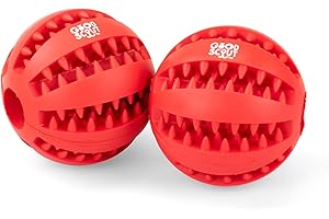 Good Scout Dental Balls for Dogs, Indoor and Outdoor Dog Ball Set with Gum-Massaging Rubber Teeth, 2-Pack, 7 cm/2.75 Inch