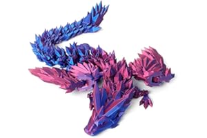 Flavery 3D Printed Dragon - 18 inch Flying Articulated Dragon Fidget Toy, Flexible Pearly Sheen Dragon with Wings, Figure Collection, Home Decor(Purple)