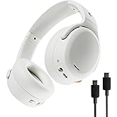 Skullcandy Crusher ANC 2 Wireless Over-Ear Bluetooth Headphones with Extra USB-C Charging Cable, Multi-Sensory Bass, Active Noise Cancelling, 60 Hours Battery, Microphone iPhone Android - Bone