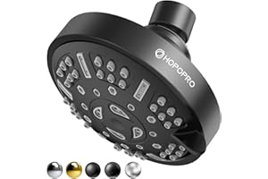 HOPOPRO Upgraded 9 Settings High Pressure Shower Head, Fixed Showerhead Adjustable Bathroom Showerhead Multi-functional Rainfall Showerhead for Low Water Flow Matte Black