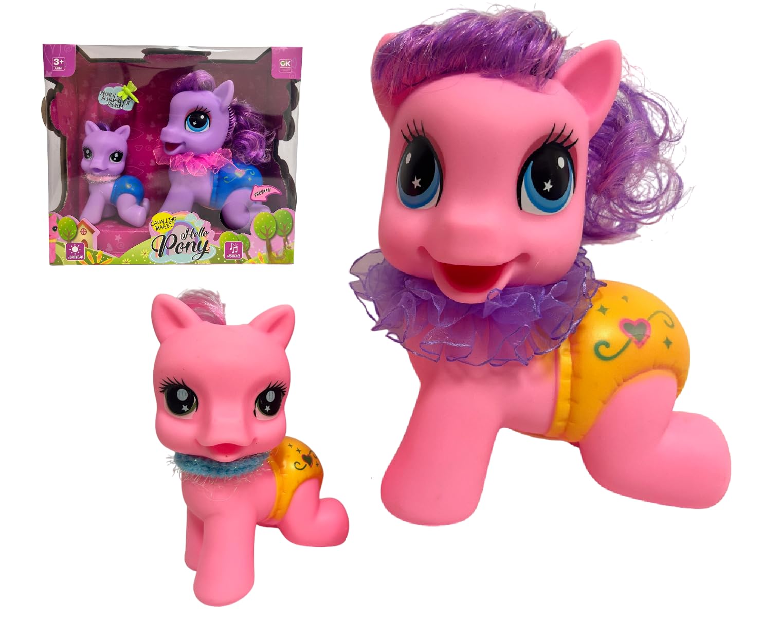 Magic Pony Toy Large with Nitrite Lights and Music Mom and Puppy with Soft Mane Comb Pony Maxi Horses Toy for Children Magic Unicorn Horse, Assorted Colours Random