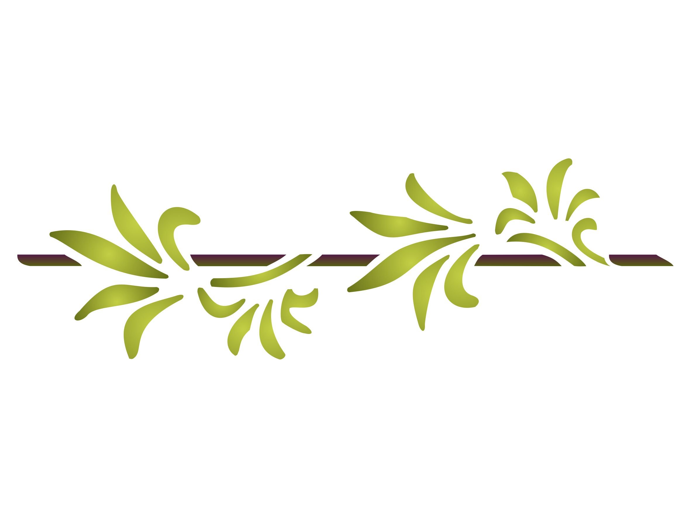 Palm Leaf Stencil - 24 x 7.5cm (S) - Reusable Art Deco Border Vintage Leaves Wall Stencil Template