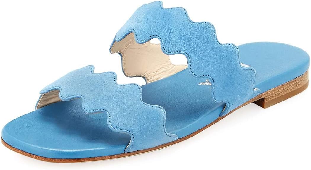 Amazon Com Prada Scalloped Suede Flat Two Band Slide Sandals