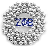 ZPB Sorority Imitation Pearl Brooch With Blue Rhinestones Hollowed-Out ZETA Letter Metal Pin, Sorority Pearl Brooch For ZPB Sisters, Blue Sorority Jewelry Accessory