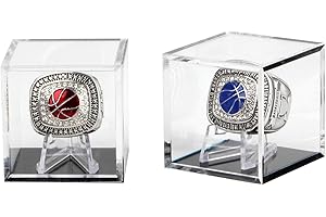 Kcgani Championship Ring Display Case, Clear Tournament Championship Ring Holder Box, Acrylic Display Easel Box and Stand Holder for Baseball Ball Games Championship Rings Cheer Leading Rings, 2Pcs