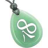 BestAmulets Magic Lucky Kanji Infinity Good Luck Amulet Green Quartz Pendant Necklace