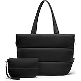 Puffer Tote Bag for Women, Lightweight Puffy Tote with Compartments, Shoulder Bag Crossbody Bags for Women Travel, Work, Gym