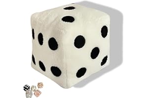 Pillow Cube, Cube Pillow, Fuzzy Dice, Dice Pillow, Dices Plush 7.9 Inch X 7.9 Inch White, Fuzzy Pillowe (White,7.9in*7.9in)