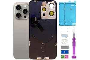 ZMVDJZ 15 Pro Back Glass Replacement with Plate & Flex Cable and All Parts for iPhone 15pro Back Cover Glass (Natural Titanium, 6.1 Inches) + Waterproof Tape + Repair Tools (Natural Titanium)