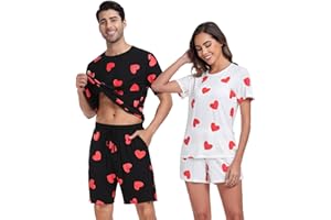 EISHOPEER Matching Pajamas Sets Cute Print Tee and Shorts Sleepwear Pjs Sets 2 Pieces Loungewear
