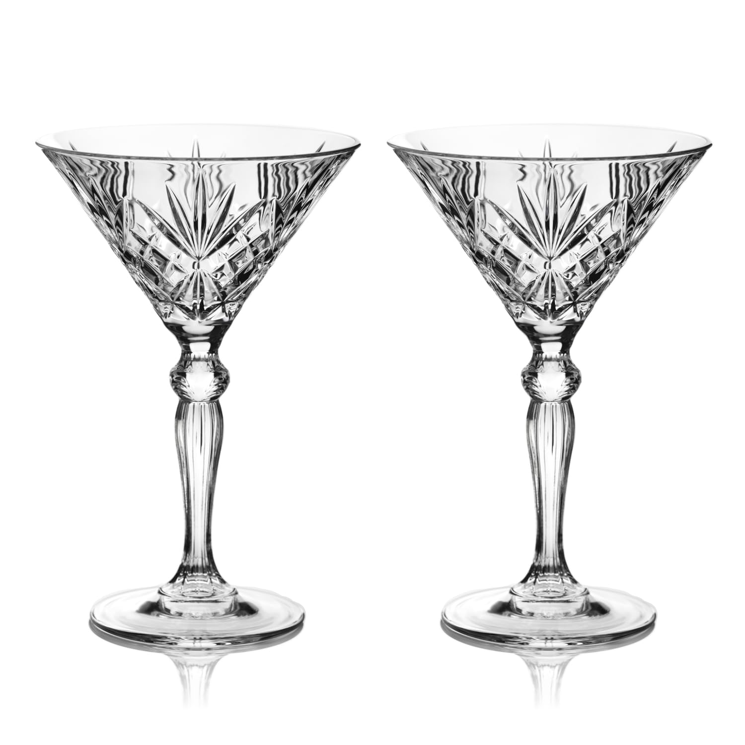 DIAMANTE Martini Cocktail Glasses Pair - 'Chatsworth' - Gift Box of 2