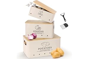 Dekosilave Kitchen Vegetable Storage Set of 3, Metal Onion Garlic Potato Storage Set, Kitchen Canisters Vegetable Keeper Cont