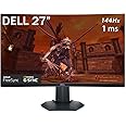Dell S Series 27" Full HD (1920 x 1080) 144Hz Curved Screen Gaming Monitor, 1ms, G-Sync and AMD FreeSync Compatible (DisplayPort, HDMI), 3-Side Virtually Borderless Screen, Black