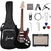 Fojill HSS Pickup 39 Inch Full Size Electric Guitar Kit Set Beginner Starter Combo Package Bundle 10W Battery Power Bluetooth Amplifier Amp Bag,Picks, Cable, Strap, Extra Strings