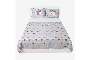 FOCO NFL Ultimate Fan Repeating All Team Logo Bedding Set - 2 Sheets 2 Pillow Cases - Full or Twin- Officially Licensed (NFL - Team Color, Full)